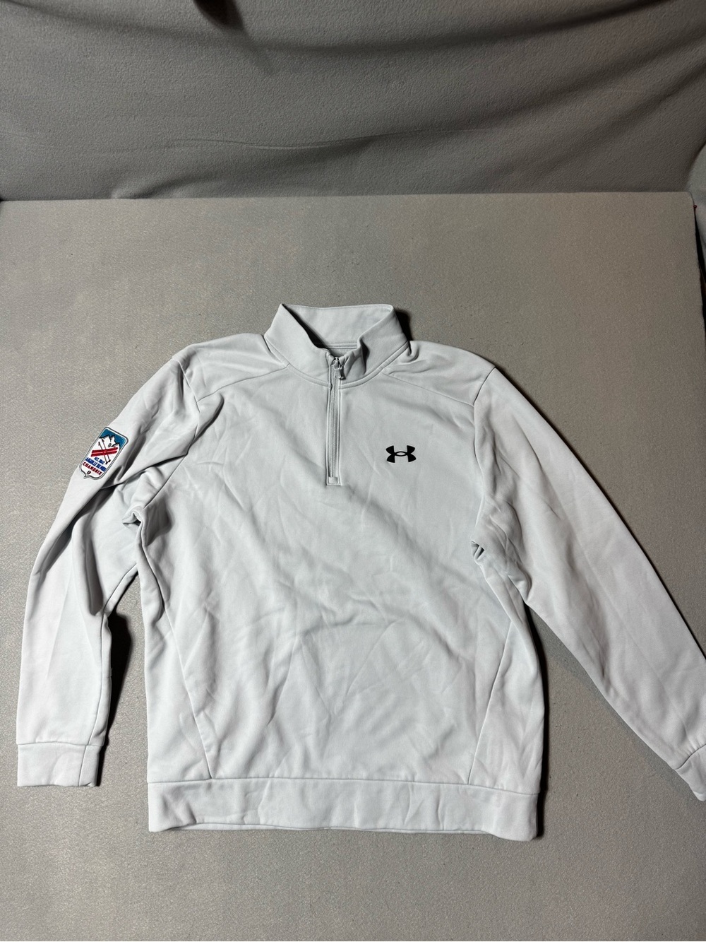 Under Armour Men's Light Gray Quarter-Zip Pullover with Chamonix Patch Size L